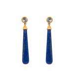 Load image into Gallery viewer, Signature Long Drop Cabochon Earrings 24K Gold Vermeil