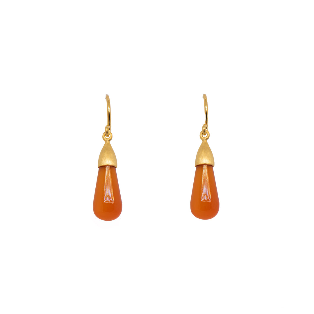 Cabochon Drop Earrings in 24K Gold Vermeil Carnelian