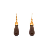 Cabochon Drop Earrings in 24K Gold Vermeil Smoky Quartz