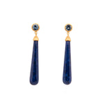 Load image into Gallery viewer, Signature Long Drop Cabochon Earrings 24K Gold Vermeil