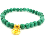 Load image into Gallery viewer, Gratitude Swirl Malachite Beaded Bracelet 24K Gold Vermeil
