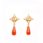 Load image into Gallery viewer, Gratitude Cabochon Drop Post Earrings 24K Gold Vermeil