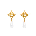Load image into Gallery viewer, Gratitude Cabochon Drop Post Earrings 24K Gold Vermeil