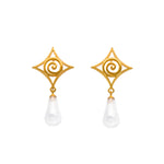 Load image into Gallery viewer, Gratitude Cabochon Drop Wire Earrings 24K Gold Vermeil
