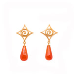 Load image into Gallery viewer, Gratitude Cabochon Drop Wire Earrings 24K Gold Vermeil
