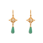 Load image into Gallery viewer, Gratitude Cabochon Drop Wire Earrings 24K Gold Vermeil