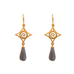 Load image into Gallery viewer, Gratitude Cabochon Drop Wire Earrings 24K Gold Vermeil
