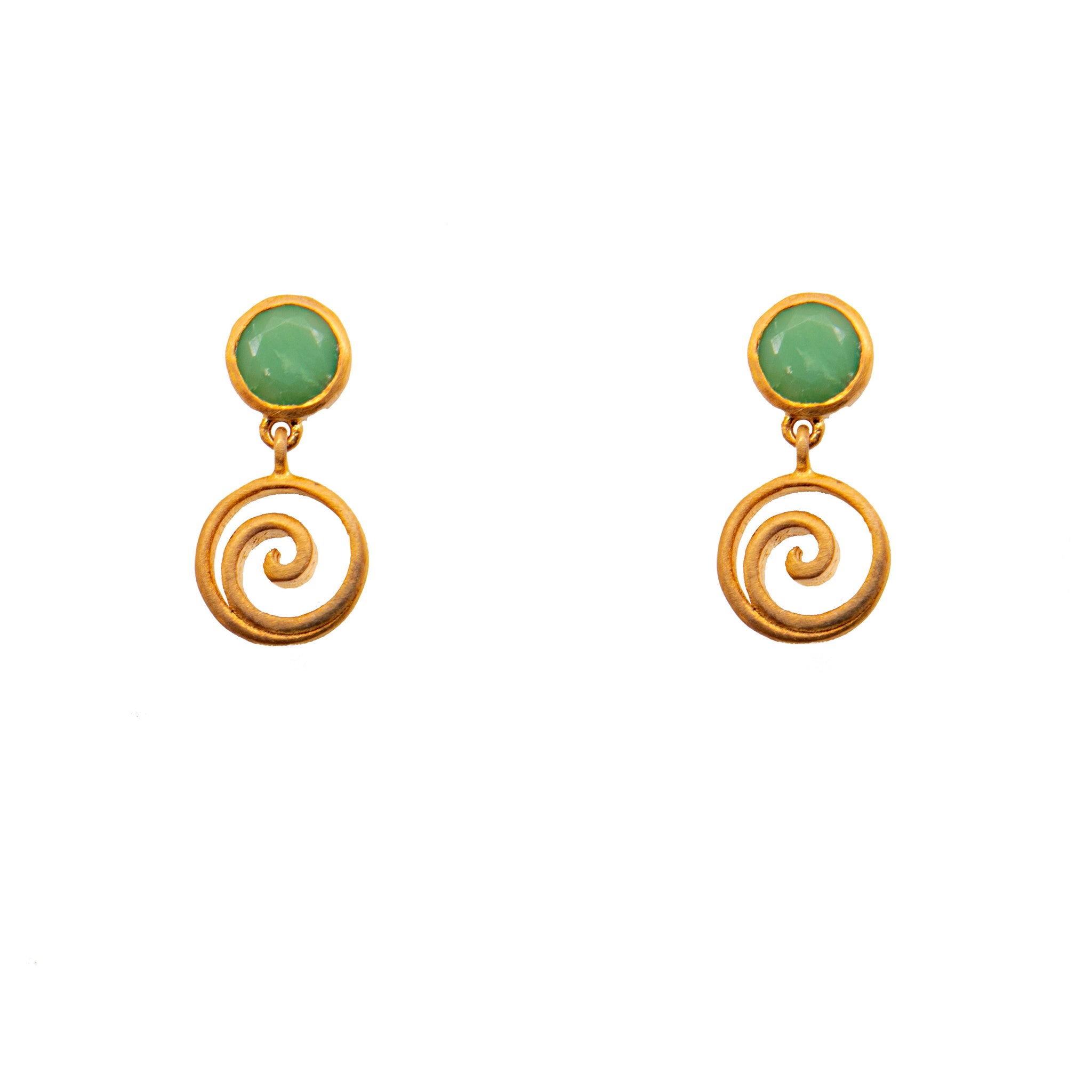 Gratitude Swirl Chrysoprase Earrings 24K Gold Vermeil