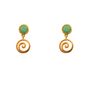 Gratitude Swirl Chrysoprase Earrings 24K Gold Vermeil