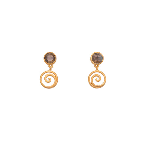 Gratitude Swirl Labradorite Earrings 24K Gold Vermeil
