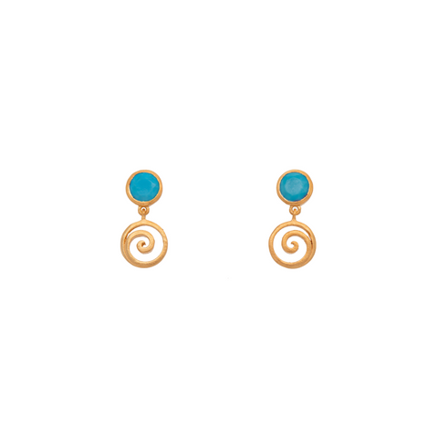Gratitude Swirl Turquoise Earrings 24K Gold Vermeil