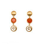 Load image into Gallery viewer, Gratitude Swirl And Moon Earrings 24K Gold Vermeil Carnelian