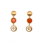 Gratitude Swirl And Moon Earrings 24K Gold Vermeil Carnelian