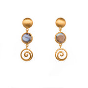 Gratitude Swirl And Moon Earrings 24K Gold Vermeil Labradorite