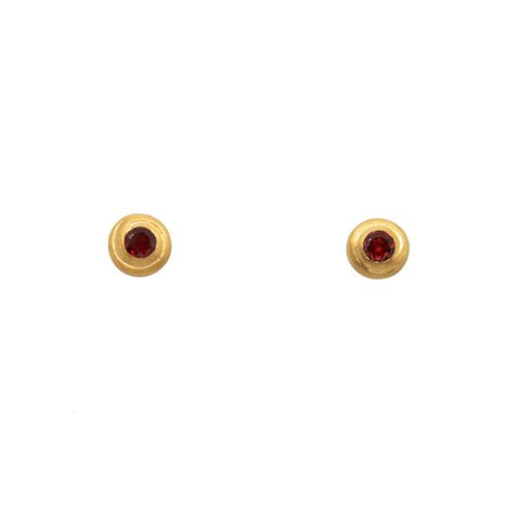 Gratitude Swirl Garnet Post Earrings 24K Gold Vermeil