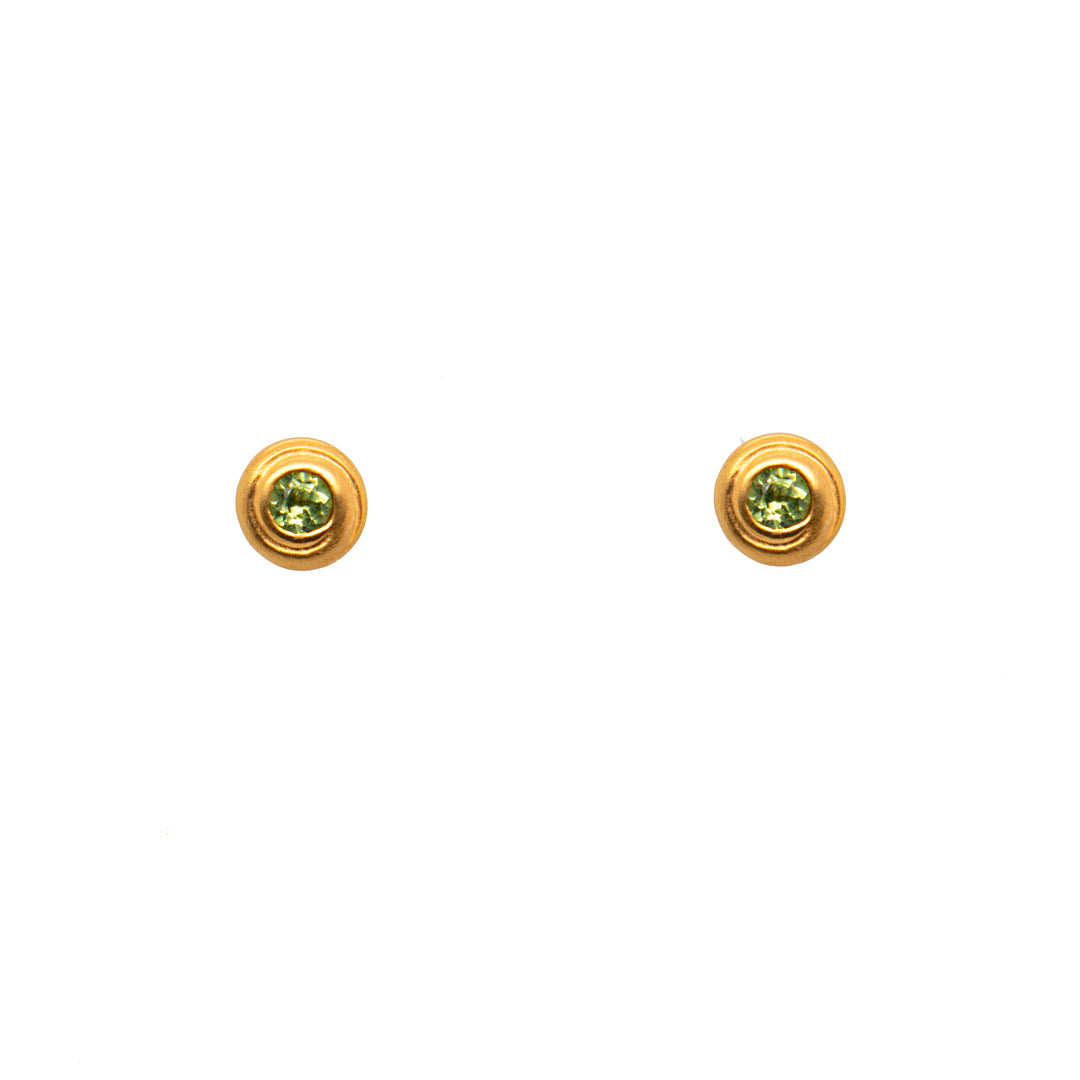 Gratitude Stone Swirl Post Earrings 24K Gold Vermeil Peridot