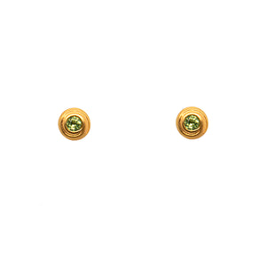 Earrings- Gratitude Swirl Post Peridot 24 K Gold Vermeil