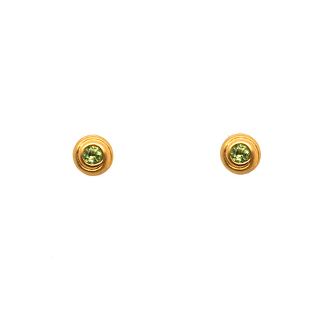 Earrings- Gratitude Swirl Post Peridot 24 K Gold Vermeil