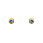 Load image into Gallery viewer, Gratitude Stone Swirl Post Earrings 24K Gold Vermeil Sky Blue Topaz