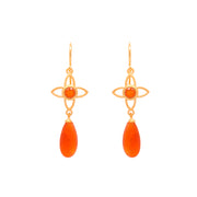 Joy Flower Earrings 15mm Drop 24K Gold Vermeil Carnelian Matte