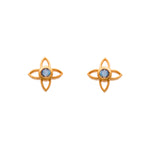 Load image into Gallery viewer, Joy Flower 15mm Post Earrings in 24K Gold Vermeil Blue Topaz