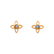 Joy Flower 15mm Post Earrings in 24K Gold Vermeil Blue Topaz