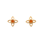Load image into Gallery viewer, JOY FLOWER EARRINGS 15MM CARNELIAN POST 24K GOLD VERMEIL - Joyla Jewelry