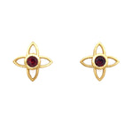 Load image into Gallery viewer, JOY FLOWER EARRINGS 15MM GARNET POST 24K GOLD VERMEIL - Joyla Jewelry