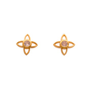 Joy Flower 15mm Post Earrings in 24K Gold Vermeil Rose Quartz