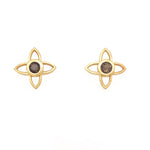 Load image into Gallery viewer, JOY FLOWER EARRINGS 15 MM SMOKEY QUARTZ POST - Joyla Jewelry