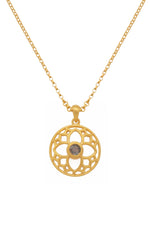 Load image into Gallery viewer, JOYFUL CIRCLE PENDANT 20MM LABRODORITE 24K GOLD VERMEIL - Joyla Jewelry