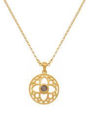 JOYFUL CIRCLE PENDANT 20MM LABRODORITE 24K GOLD VERMEIL - Joyla Jewelry