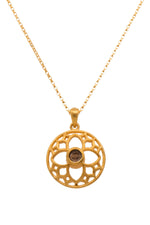 Load image into Gallery viewer, JOYFUL CIRCLE PENDANT SMALL SMOKY QUARTZ 24K GOLD VERMEIL - Joyla Jewelry