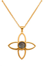 Load image into Gallery viewer, JOY FLOWER PENDANT 40MM LABRODORITE 24K GOLD VERMEIL - Joyla Jewelry