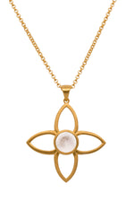 Load image into Gallery viewer, JOY FLOWER PENDANT 40MM RAINBOW MOONSTONE 24K GOLD VERMEIL - Joyla Jewelry