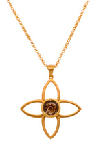 Load image into Gallery viewer, Joy Flower Gemstone Pendant 40MM 24K Gold Vermeil Smoky Quartz