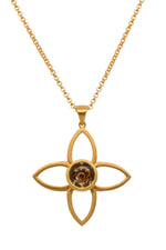 Load image into Gallery viewer, JOY FLOWER PENDANT 40MM SMOKY QUARTZ 24K GOLD VERMEIL - Joyla Jewelry