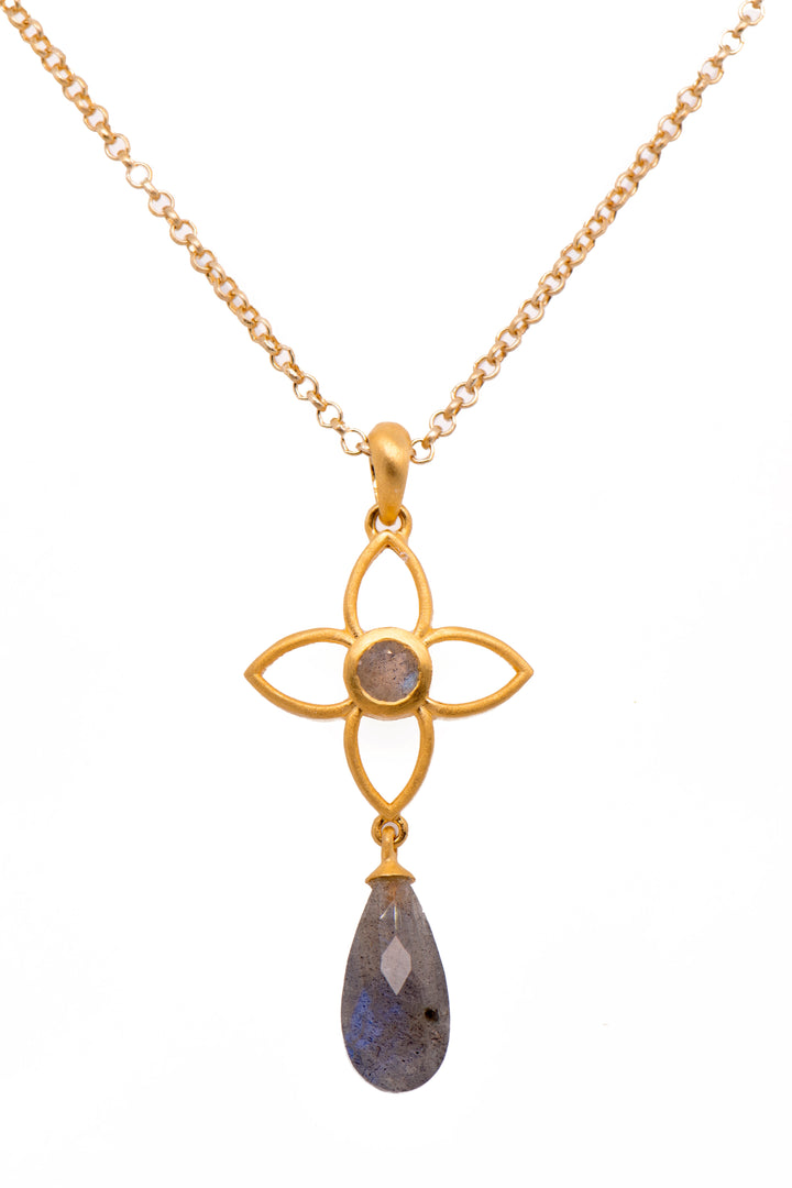 Joy Flower Pendant 20mm With Drop 24K Gold Vermeil