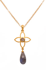 Load image into Gallery viewer, Joy Flower Pendant 20mm With Drop 24K Gold Vermeil