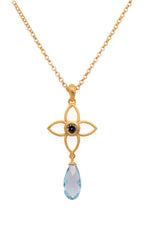 Load image into Gallery viewer, Joy Flower Pendant 20mm With Drop 24K Gold Vermeil