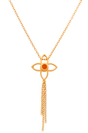 Carnelian Joy Flower Necklace With Tassel 16
