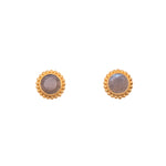 Load image into Gallery viewer, Karma Post Earrings 24K Gold Vermeil with Labradorite, Rainbow Moonstone, or Sky Blue Topaz
