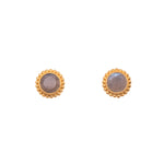 Load image into Gallery viewer, Karma Post Earrings 24K Gold Vermeil with Labradorite, Rainbow Moonstone, or Sky Blue Topaz