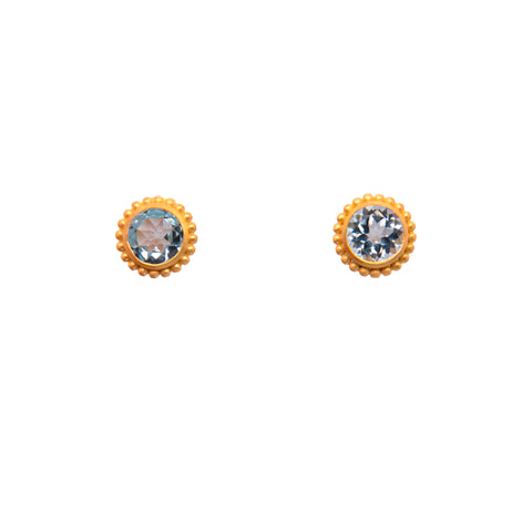 Karma Post Blue Topaz 24k Gold Vermeil Earrings