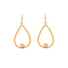 Karma Pear Gemstone Wire Earrings 24K Gold Vermeil