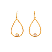 Karma Pear Gemstone Wire Earrings 24K Gold Vermeil