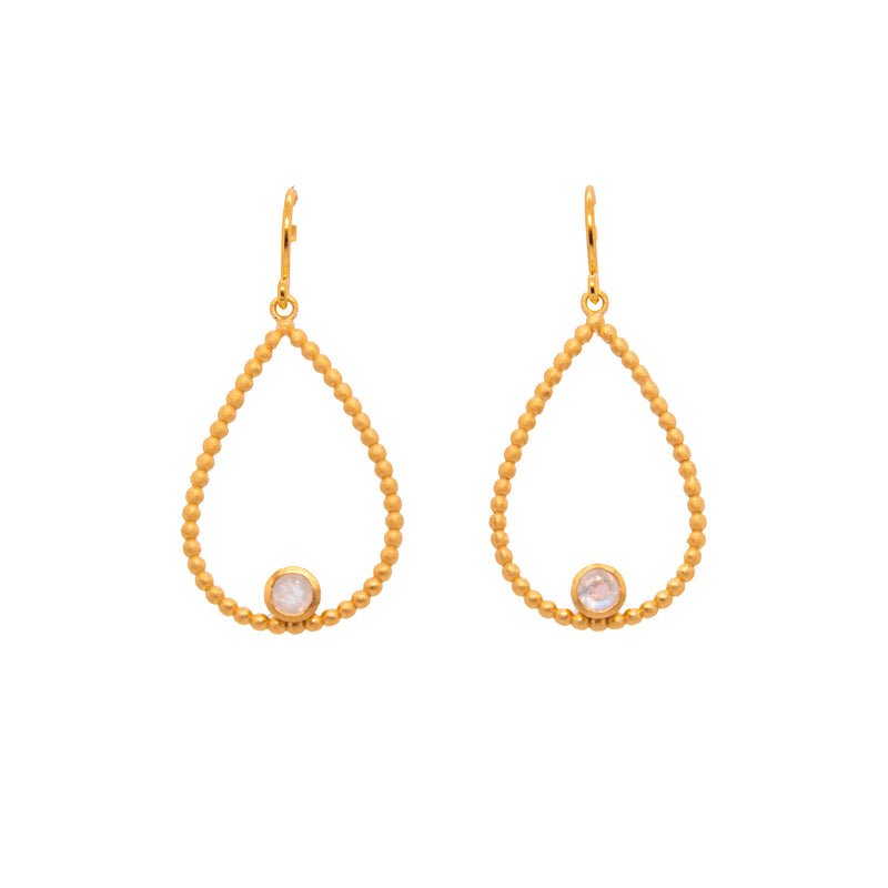 Karma Pear Gemstone Wire Earrings 24K Gold Vermeil
