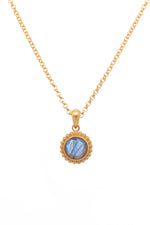 Load image into Gallery viewer, Karma Mini Pendant Necklace 24K Gold Vermeil with Labradorite, Rainbow Moonstone or Sky Blue Topaz
