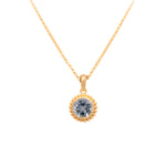 Load image into Gallery viewer, Karma Mini Pendant Necklace 24K Gold Vermeil with Labradorite, Rainbow Moonstone or Sky Blue Topaz
