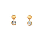Load image into Gallery viewer, Moon Post Earrings with Drop Round Stone 24K Gold Vermeil